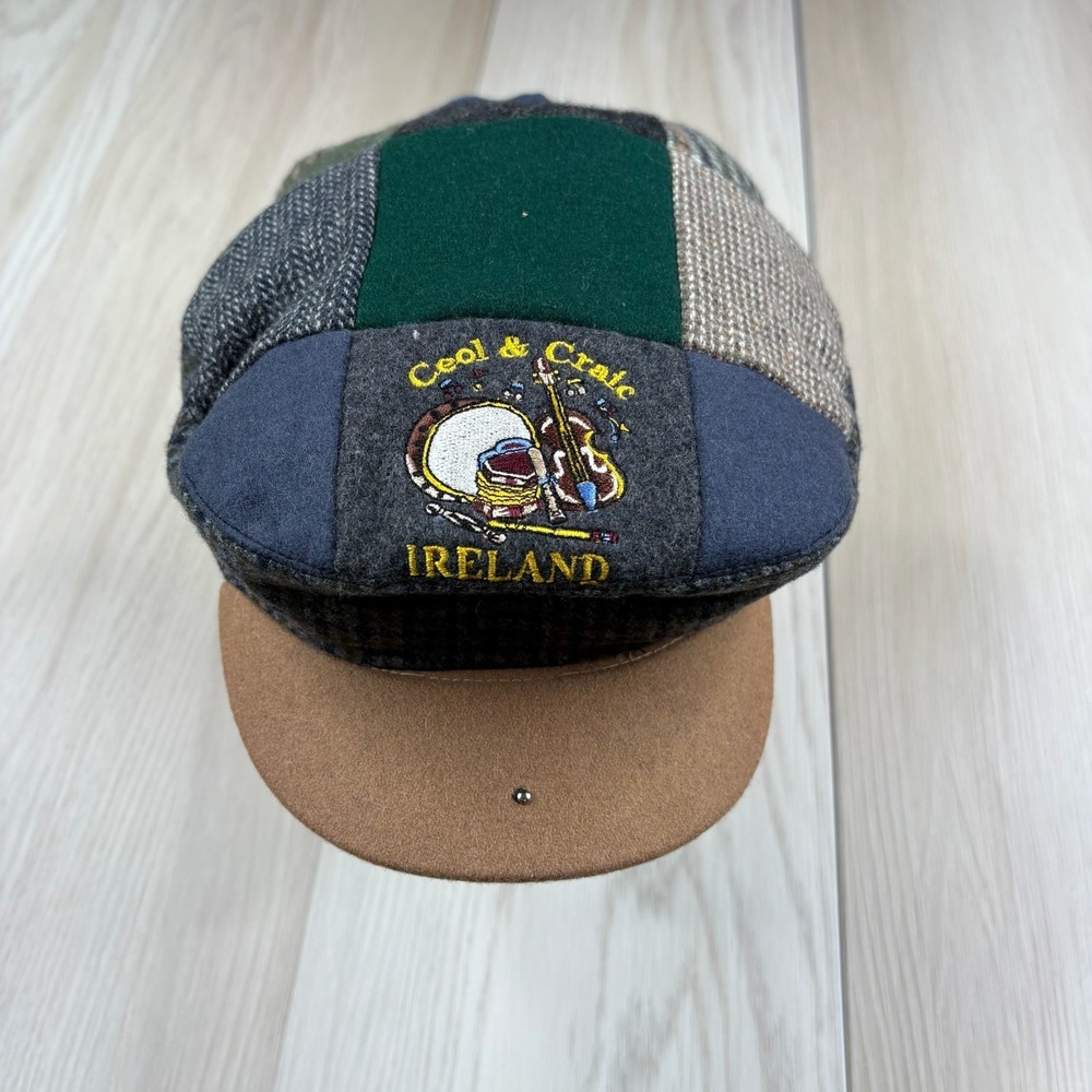 Traditional Craftwear Mens Ceol & Craic Ireland Patchwork Tweed Flat Cap OSFA